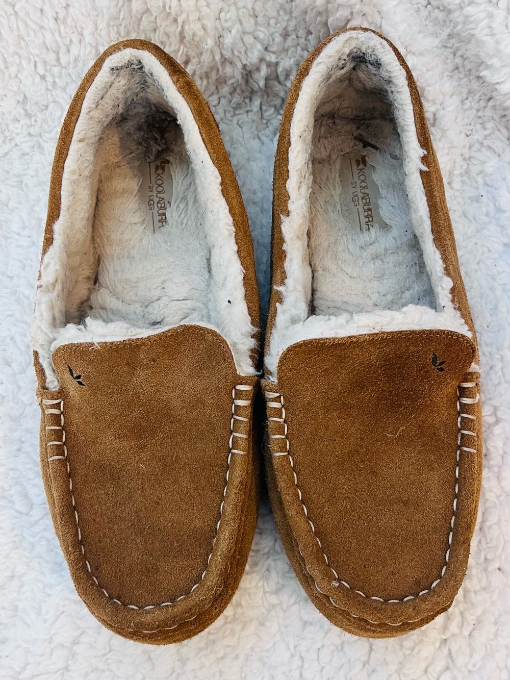 Kookaburra Ugg Slippers Moccasins 9 Brown Chestnut Fur Lined Casual Slip On